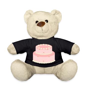 Gâteau à la rose pastel avec guirlandes - Nounours - noir - Devant