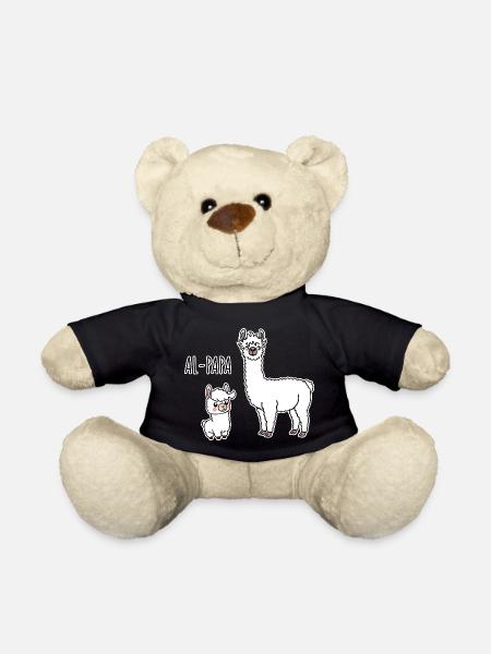 Al-Papa An Alpaca Dad with Alpaca Child - Teddy Bear - black