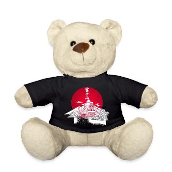 Weiße japanische Landschaft und rote Sonne - Teddy - Schwarz - Vorne