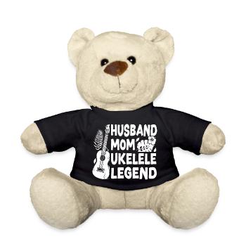 Hawaiian Ukulele Uke Wife Mom - Teddy Bear - black - Front