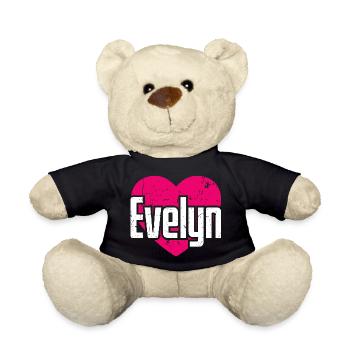 I Love Evelyn Pinkes Herz Ich liebe Evelyn - Teddy - Schwarz - Vorne