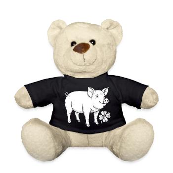 Lucky Pig Shamrock - Teddy Bear - black - Front