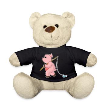 Schwein Angler Fisch Angeln - Teddy - Schwarz - Vorne