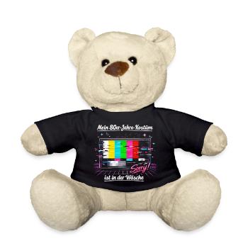 Testbild 80er Jahre Kostüm Lustig Karneval Retro - Teddy - Schwarz - Vorne