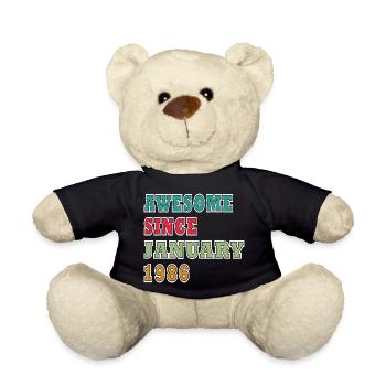 Cadeau d’anniversaire rétro vintage de janvier 1986 - Nounours - noir - Devant