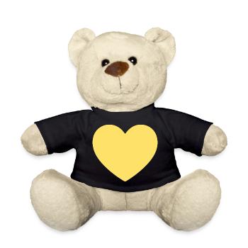 yellow heart yellow gift Valentine's Day - Teddy Bear - black - Front