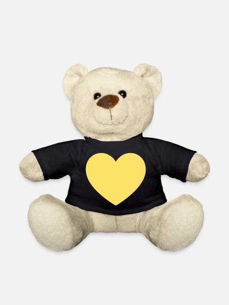 gelbes Herz gelb Geschenk Valentinstag - Teddy - Schwarz