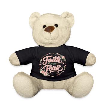 Glaube über Angst Rosaflorale Design - Teddy - Schwarz - Vorne