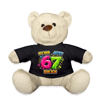 67 Six Seven Meme Gen Alpha Gift - Teddy Bear - black - Front