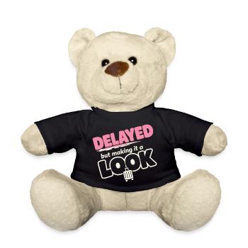 Travel anxiety humor, airport chaos, flying is - Teddy Bear - black - Front