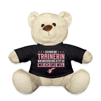 Trainer Funny Gift Sports Fitness Saying - Teddy Bear - black - Front