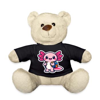 Endlich Schulkind süßes Axolotl zur Einschulung - Teddy - Schwarz - Vorne