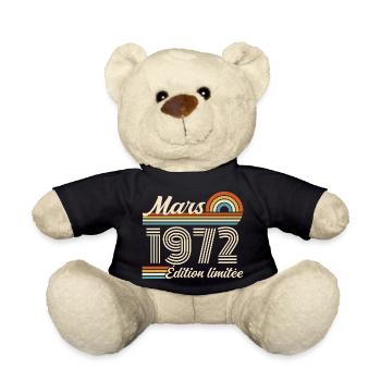 54e Cadeau d’anniversaire - Né en mars 1972 - Nounours - noir - Devant