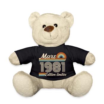 45e Cadeau d’anniversaire - Né en mars 1981 - Nounours - noir - Devant