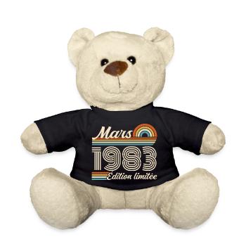 43e Cadeau d’anniversaire - Né en mars 1983 - Nounours - noir - Devant