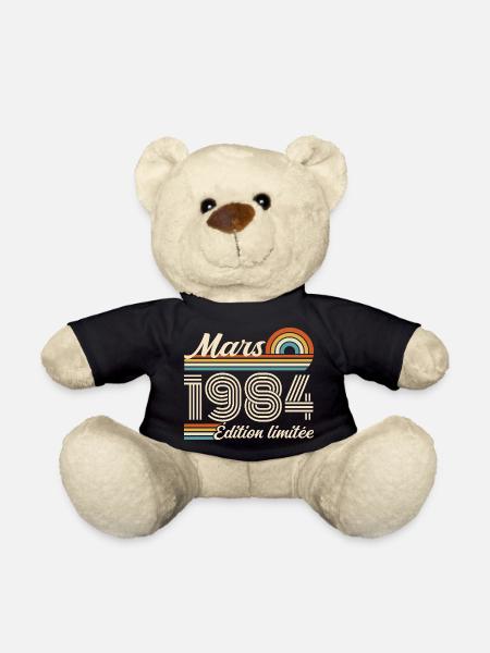 42nd Birthday Gift - Born in March 1984 - Teddy Bear - black