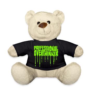 Professional Overthinker Lustig Grübeln Angst Logo - Teddy - Schwarz - Vorne