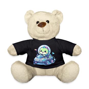 Kawaii Dino in the Space Rover - Teddy Bear - black - Front