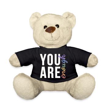 You Are Enough Typography Rainbow Pride - Teddy Bear - black - Front