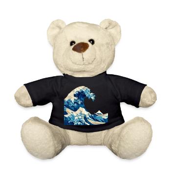 Origami Welle japanische Kunst Hokusai Fuji - Teddy - Schwarz - Vorne