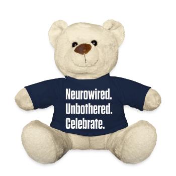 Neurowired. Unbothered. Celebrate. ND Pride - Teddy Bear - french navy - Front
