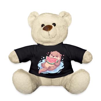 La loutre Kawaii mange de la pastèque - Nounours - noir - Devant