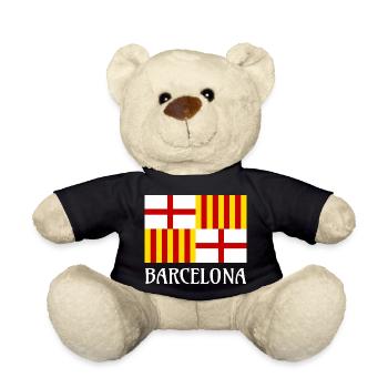 Flag Red White Yellow Barcelona Patriotic Banner - Teddy Bear - black - Front