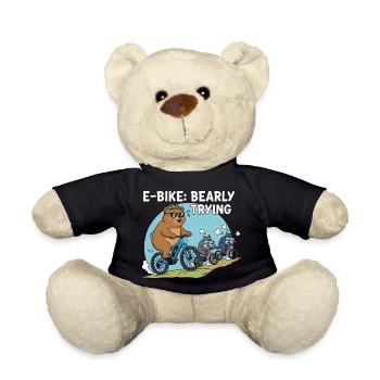 E-Bike Bearly Trying Funny Grizzly - Teddy Bear - black - Front