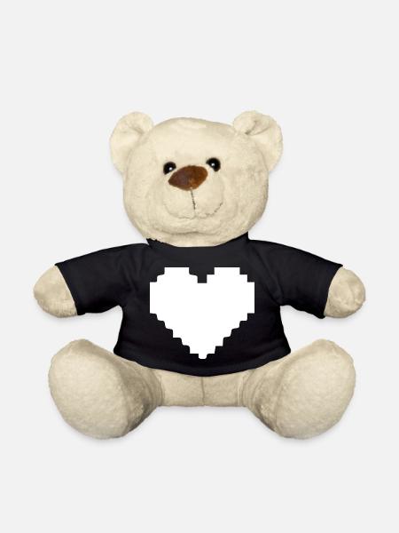 Weißes Herz weiß Pixelherz Geschenk  - Teddy - Schwarz