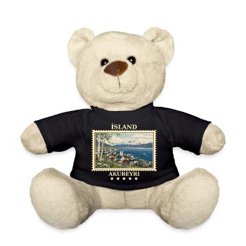 Island Akureyri Vintage Reisemarke - Teddy - Schwarz - Vorne