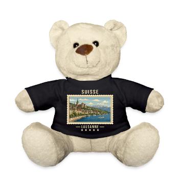 Schweiz Lausanne Vintage Reisemarke - Teddy - Schwarz - Vorne