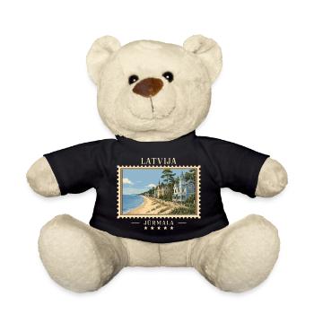 Lettland Jūrmala Vintage Reisemarke - Teddy - Schwarz - Vorne