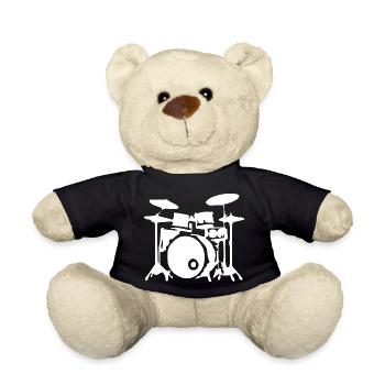 Schlagzeug Drummer Geschenk Schlagzeuger - Teddy - Schwarz - Vorne