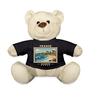 Frankreich Biarritz Vintage Reisemarke - Teddy - Schwarz - Vorne