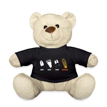 Deer, bear, wild boar, huntress, foot seal - Teddy Bear - black - Front