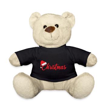 Weihnachten Schriftzug mit Nikolaus Mütze - Teddy - Schwarz - Vorne