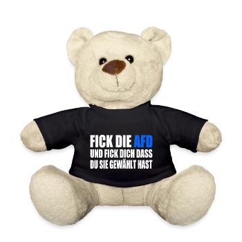 FCK AFD - Gegen Rechts - halte deine umwelt sauber - Teddy - Schwarz - Vorne
