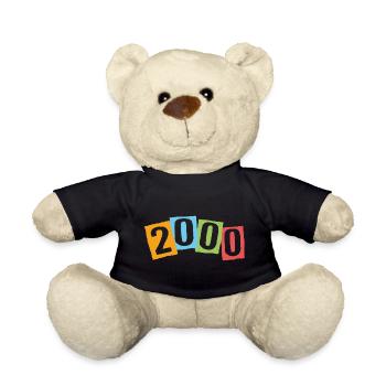 Geboren 2000 – Geburtstag mit großen bunten Zahlen - Teddy - Schwarz - Vorne