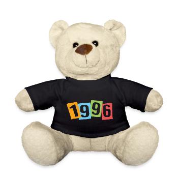Né en 1996 – Anniversaire avec de grands numéros colorés - Nounours - noir - Devant