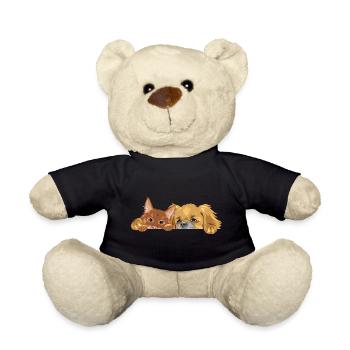 Chat roux et chien pékinois - Nounours - noir - Devant