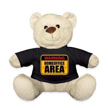 Home Office Warning Bouclier de zone de bureau à domicile - Nounours - noir - Devant