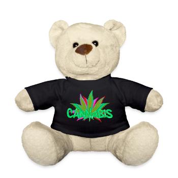 Cannabis Weed THC CBD Anbau - Geschenkidee - Teddy - Schwarz - Vorne