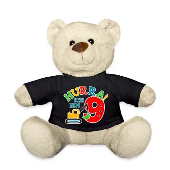 9. Geburstag Bagger - Teddy - Schwarz - Vorne