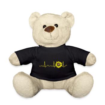 Sonnenblume - Herzschlag, Puls, Herzlinie, EKG - Teddy - Schwarz - Vorne