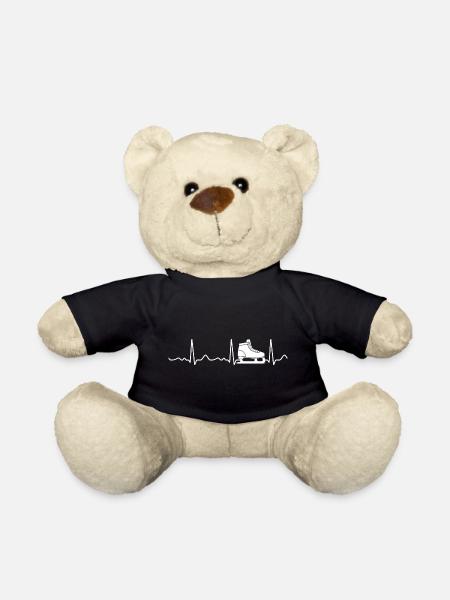 Schlittschuh - Herzschlag, Puls, Herzlinie, EKG - Teddy - Schwarz