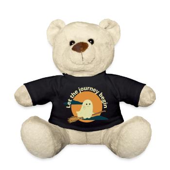 Let the Halloween Journey Begin | Ghost on Broom - Teddy Bear - black - Front