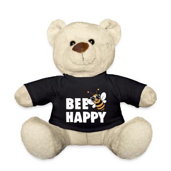 Drôle d’abeille avec le dicton Bee Happy - Nounours - noir - Devant