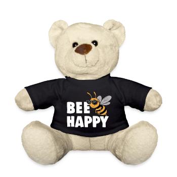 Drôle d’abeille avec le dicton Bee Happy - Nounours - noir - Devant