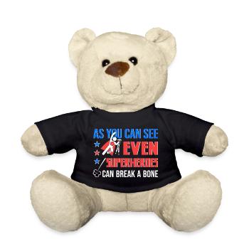 Superhero Crutches Leg Fractured Foot Broken Gift - Teddy Bear - black - Front