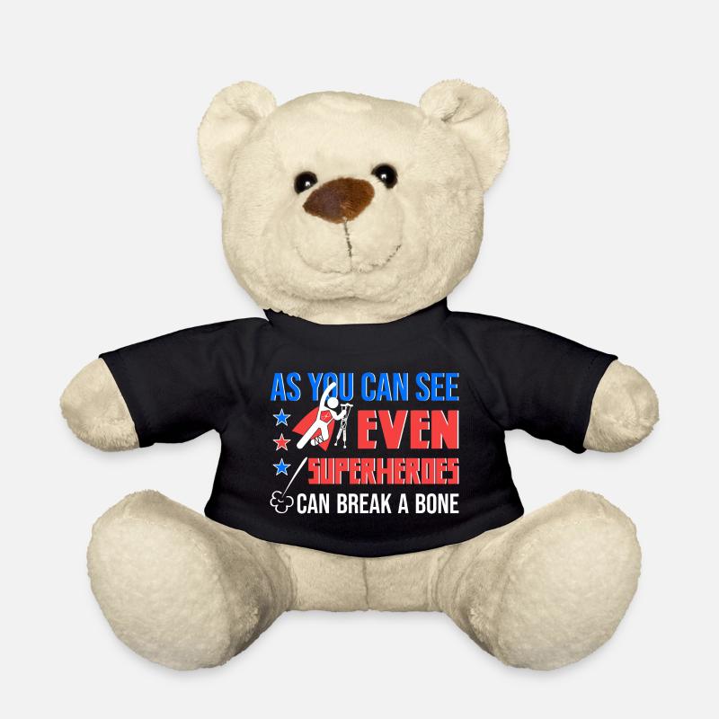 Superheld Krücken Beinbruch Fuß Gebrochen Geschenk - Teddy - Schwarz